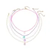 Choker 4st färgglada utsäde pärlor färgad blommahalsband ajdausterbar kedjeklavikel för kvinnor flickor handgjorda smycken