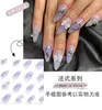 Faux ongles portables rayures argentées longues amandes faux Y2k presse sur étoiles décoration diamant violet pointes d'ongles finies