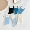 Donne calzini Cotton Sox femmina Spring Summer Stripes Blue Stockings College Studenti in stile giapponese sottile Mujer di colore solido