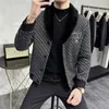 Misturas de lã masculina 2023 inverno jaqueta de lã lapela gola de pele trench coat casual negócios social streetwear casaco roupas masculinas 231017