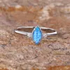 Eheringe Marquise Stein Verlobungsring Mode Weiß Blau Opal Dünn Für Frauen Vintage Gold Silber Farbe Minimalistischer Schmuck