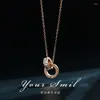 Pendant Necklaces Roman Numerals Stainless Steel Zircon Necklace For Women Jewelry