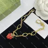 Cute Strawberry Pendant Charm Bracelets Double Letter Designer Bracelet Full Letters Chain Bracelets With Box