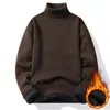 Men's Sweaters Autumn Winter Turtleneck Sweater Basic Knitted Thermal Soft Tops Men Jumper Fleece Blend Casual Pullover TShirt 231017