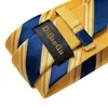 Stropdassen Luxe Goud Blauw Gestreepte Stropdassen Voor Mannen Bruiloft Accessoires Mannen Stropdas Manchetknopen Pochet Mode Zilveren Stropdas Gesp Mannen Cadeau 231013