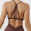 Yoga Outfit Minimal Sports Bra Backless Removível Mulheres Atléticas Bralettes Acolchoadas Criss Cross Under Wear Strappy Gym Crop Top Tanque Sexy