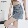 Jupes Zoenova 2023 Y2K Chic Printemps Été Spicy Girls Une ligne Super Shorts Stretch Denim Jupe Fesse Pantalon De Levage Vêtements Micro