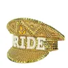 Berets Women's Rhinestone Deluxe Rivet Gold Military Hat Handmade Captain Sergeant Bridal Wedding Gorras Para