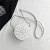 Moda Popular tendencia telaraña pequeño bolso con cadenas redondas mujer invierno ocio cadena un hombro bolso cruzado de diseñador cartera