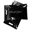 Cadeau cadeau 100pcs enveloppes adhésives portables sacs poly mailer courrier cheveux faisceaux cadeaux de fête boîtes pochettes rose / noir