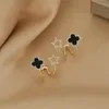 Fashion Diamond vans Jewelry Vintage 4/Four van fashion cleefity Leaf Clover Stud Earrings Back Mother-of-Pearl Silver Fashion 18K Gold Plated Agate for Women Girls