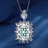 Pendant Necklaces EYIKA Luxury Square Created Ruby Stone Flower Necklace Zircon Sky Blue Pink Green Fusion Crystal Women Jewelry