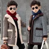 Coat Children Casual Woolen Coat Fall Winter Boys Handsome Plush Velvet Heavy Outerwear Clothes Kids Splicing Pocket Trench Coat 231017