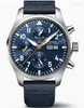 Armbanduhren Top-Qualität Herren mechanische Pilotenuhr Automatik Prince braunes Leder blaues Zifferblatt T419