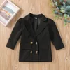 Down Coat 1 6Y Kids Girls Lapel Suit Tops Autumn Baby Clothing Solid Color Long Sleeve Double breasted Dress Children Casual Outwear 231017