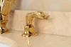 Robinets de lavabo de salle de bains 3 pièces Gold Clour Swan Robinet Mélangeur de lavabo largement répandu