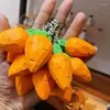 Keychains Wood Carved Orange Carrot Key Chain Phone Trinket Female Pendant Accessories Package Decoration Keychain