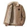 Mäns jackor Autumn Winter Corduroy Fleece Down Casual Tjocker Warm Parkas Coats Solid Fashion Outdoor Wear Jacket för hane