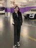Kvinnors tvåbitar byxor insozkdg 2023 Women Office Black Grey Suit Two-Piece Pantsuit Elegant Blazer Female Set Casual Loose Jacket Work