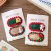 2Pcs/Set Cartoon Knitted Oval Hair Clips Woolen Knitting Barrettes Handmade Crochet Hairpins Christmas Series Hair Accessories