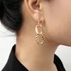 Dangle Earrings European And American Simple Geometric Alloy Thread Irregular Ring Interlocking Chain-Shaped Woman