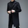 Wollmischungen für Herren, britischer Stil, elegante Herrenmäntel, Herbst-Winter, schwarz, grau, einreihig, Schafwollmischung, Overocat, Herren-Business-Outfits 231017