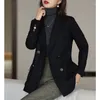 Women's Jackets Temperament Commuting J-Showcasing Style Double Breasted Wool Coat Black Business Suit