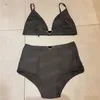 Metal Badge Swimsuit Designer Bikini High Waist Briefs Bra Underwear Sets For Women Fashion Sexy Split Swimwear8v