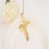 Män fina solida guldfinish Cross Halsband Hela Crucifix Pendant Women smycken mode Jesus dekoration klänning209c