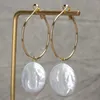 Dangle Earrings Fashion Gold Plated Coin Pearl Danlge Hooks Jewery Gifts