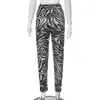 Pantalon Femme Zebra Rayé Furry Crayon Tricoté Automne Hiver Femmes Élastique Taille Haute Slim Pantalon Occasionnel Tout Match Streetwear Bas