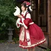 سترات النساء في فصل الشتاء القصيرة الكيب الأحمر معطف الصينية الطراز خمر لوليتا سميكة ذي طوق الفراء الدافئ