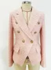 Damenjacken HIGH STREET est F/W Runway Designer-Jacke für Damen, zweireihig, Löwenknöpfe, schmal geschnitten, Tweed-Blazer aus Wollmischung 231017