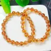 Bangle Natural Citrine Bracelet Handmade Yellow Crystal Quartz Jewelry Stretch Children Birthday Gift 1pcs 8MM