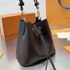 Designer Women Drawstring Bucket Shoulder Bag Canvas Pattern Crossbody Bags Lady Adjustable Leather Straps Handbags