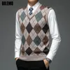 Męskie swetry projektanta mody marka Argyle Pullover Diamond Sweater V Neck Dzianin Kamizelka 6% wełniana bez rękawów Autum Casual Men Ubranie 231017