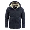 Mens Hoodies Sweatshirts Fashion Padded Hooded Jacket Autumn Winter Thickened Warm Soft Lambswool Overcoat Windproof Outwear 231016