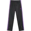 Calças masculinas Agulhas Chegada 1:1 Algodão Preto Sweatpants Borboleta Bordado Roxo Faixa Stripe Zipper Oversize Homens Mulheres Calças