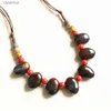 Pendant Necklaces Fashion Ethnic style Handmade ceramic Bead pendant sweater chain necklace N492L231017