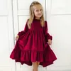 Robes de fille automne hiver noël à manches longues robes rouges bébé filles robe de princesse fête d'anniversaire doux adolescent enfant vêtements 231016