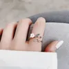 Cluster Rings Simple Shell Flower Ring Women Female Cute Leaves Finger Romantic Birthday Gift Girlfriend Fashion Zircon Stone Jewlery