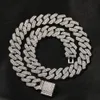 Chokers Goth 13mm 2Row Miami Cuban Chain Necklace For Men 18k Gold Plated Two Tone Rhinestone Iced Out S-Link Box Clasp Hip Hop Jewelry 231016