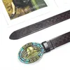 Belts M89E Vintage Men Teens Relief Cowboy Hat Waist Belt PU-Leather Adjustable