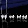 Bowknot Lab Diamond Jewelry Set 925 Sterling Silver Party Wedding Rings Earrings Necklace for Women Moissanite Jewelry Gift