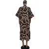 Etniska kläder 2023 Plus Size African Dresses For Women Autumn Sexig Short Sleeve Traditionell Leopard Print Dress Muslim Fashion Abaya