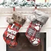 Nouvelles décorations de noël, chaussettes patte de chien, chaussettes pour animaux de compagnie, col en fourrure, chaussettes anglaises à carreaux, pendentif arbre de noël