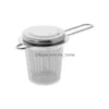 Coffee Tea Tools Reusable Mesh Tool Infuser Stainless Steel Strainer Loose Leaf Teapot Spice Filter With Lid Cups Kitchen Accessor Dhywm