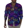 Chemises décontractées pour hommes Chemise ballon violet Abstrait Animal Printemps Esthétique Blouses graphiques Manches longues Mode Surdimensionné Top Idée cadeau