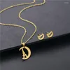 Necklace Earrings Set 10set/lot Stainless Steel Gold Color Moon Tower Pendant Chain Stud Earring For Women Fashion Jewelry Wholesale