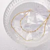 Ketten Minar Großhandel 18 Karat Gold PVD plattiert Edelstahl Doppelschichten Hohlglied Fischgrätenkette Halskette für Frauen Mann Unisex